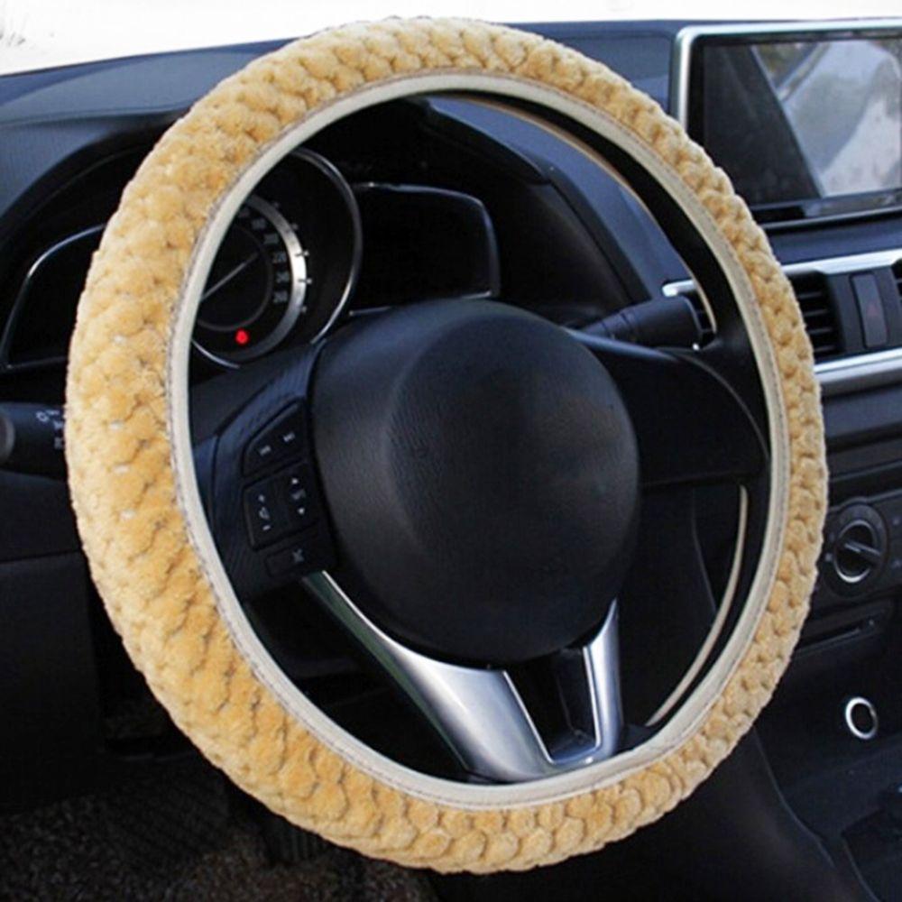 Color Automotive Interior Warm Fur Woolen Winter Steering Wheel Cover Car Soft Wool Pearl Velvet