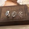 Kpop Silver Color Rings Set Y2K Crystal Heart Rings for Women Hollow Trendy Fashion Jewerly Rings Accessories