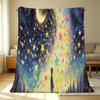 Starry Sky Flannel Throw Blanket Soft, Cozy & Warm, Machine Washable, Ideal for Home Decor, Office Naps, Christmas & Halloween