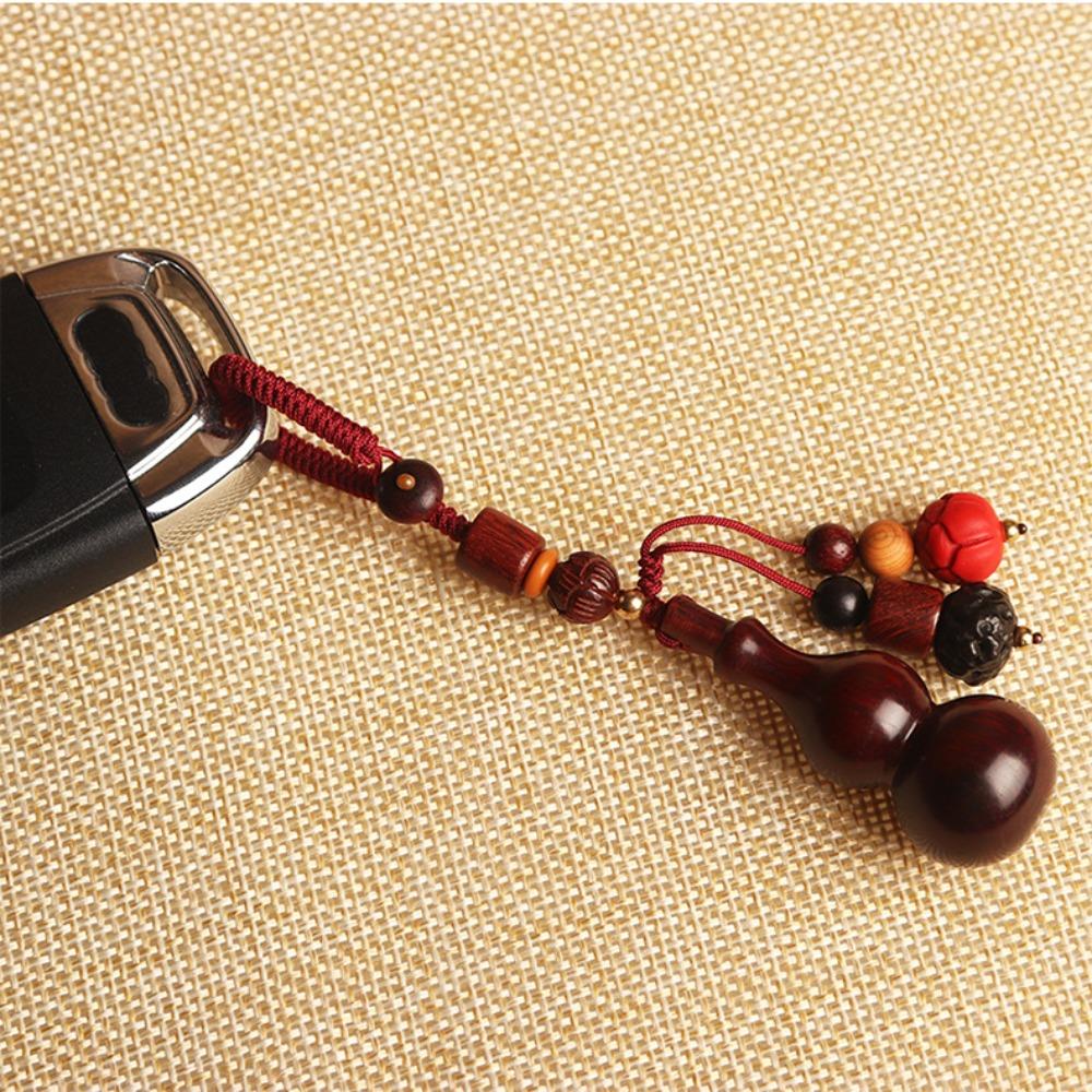 Polished Sandalwood Gourd Keychain Chinese Style Rosewood Car Keychain Man Gift