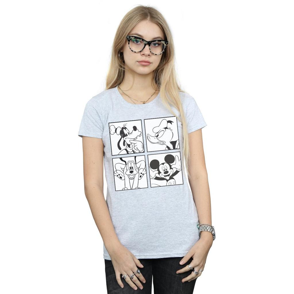 Disney Womens/Ladies Mickey, Donald, Goofy And Pluto Boxed Cotton T-Shirt