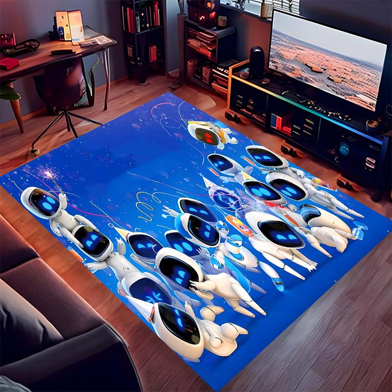 1pc Astro Bot4 Print Area Rug - Soft, Washable Non-Slip Indoor Mat for Office Chairs, Living Room, Home Office Decorative Rug