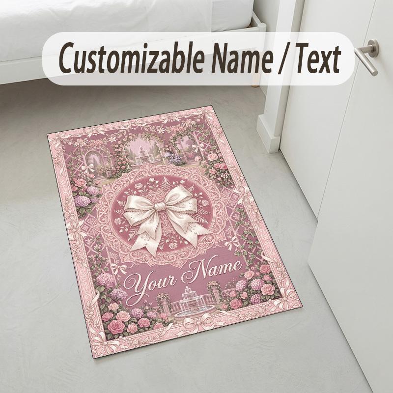 Riverbank Theme Soft Crystal Velvet Rug Custom Name & Text Print Non Slip Floor Rug for Bedroom Living Room