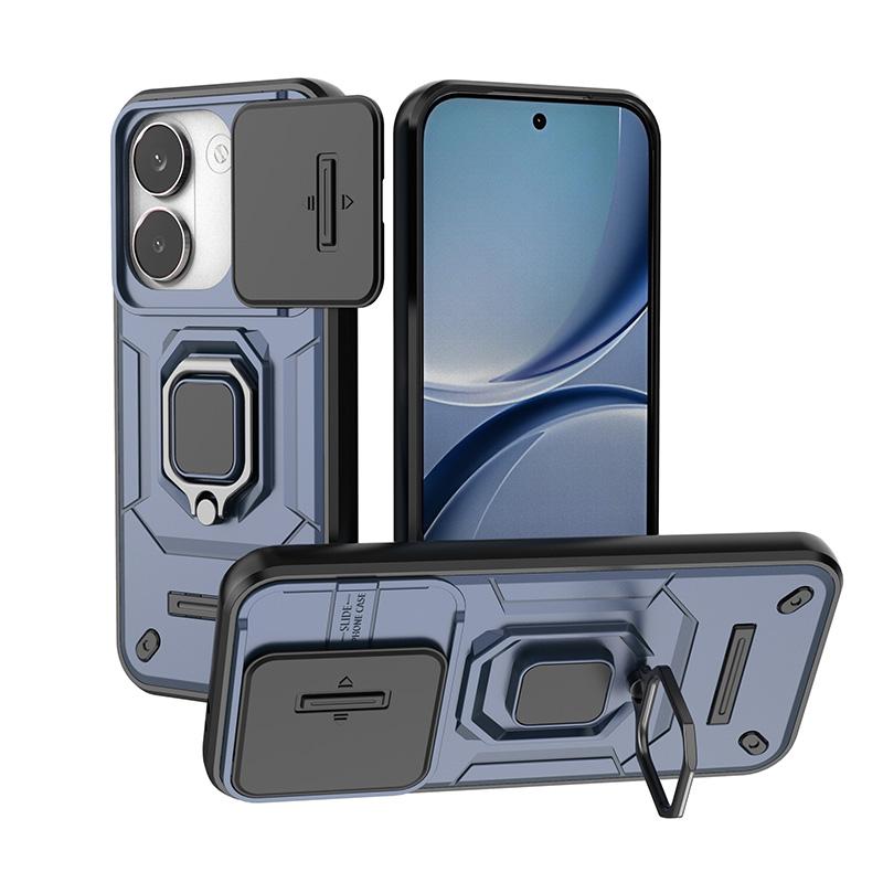Чехол для Poco X8 Pro со шторкой-окном, чехол-бампер Poco X8 Pro с кольцом-держателем Battle Ring, чехол для телефона Poco X8 Pro с защитой камеры