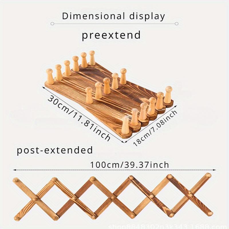 1 шт. деревянная настенная вешалка-гармошка, расширяемая вешалка для одежды, настенное крепление с колышками, расширяющаяся вешалка для шляп на стену