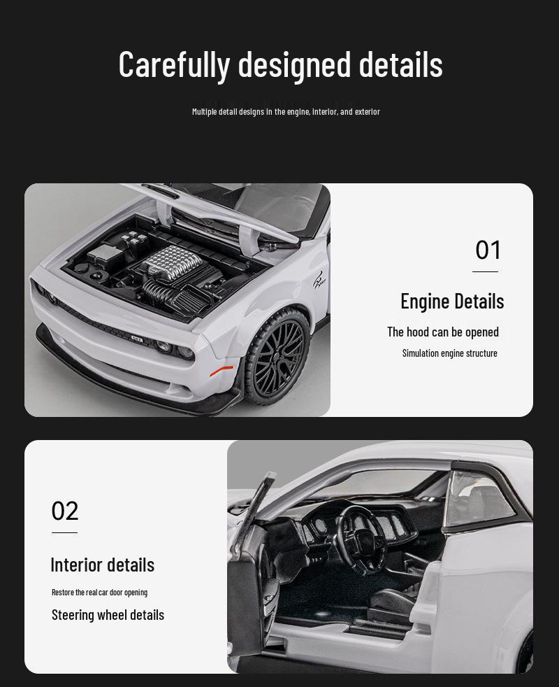 1:Литой автомобиль 32 Alloy Hellcat GTR с звуковыми и световыми эффектами