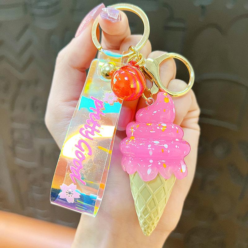 Милый креативный чехол для телефона с подсветкой в виде мороженого, наручный брелок для ключей, сумка, подвеска, аксессуары, изысканный подарок, светящиеся игрушки