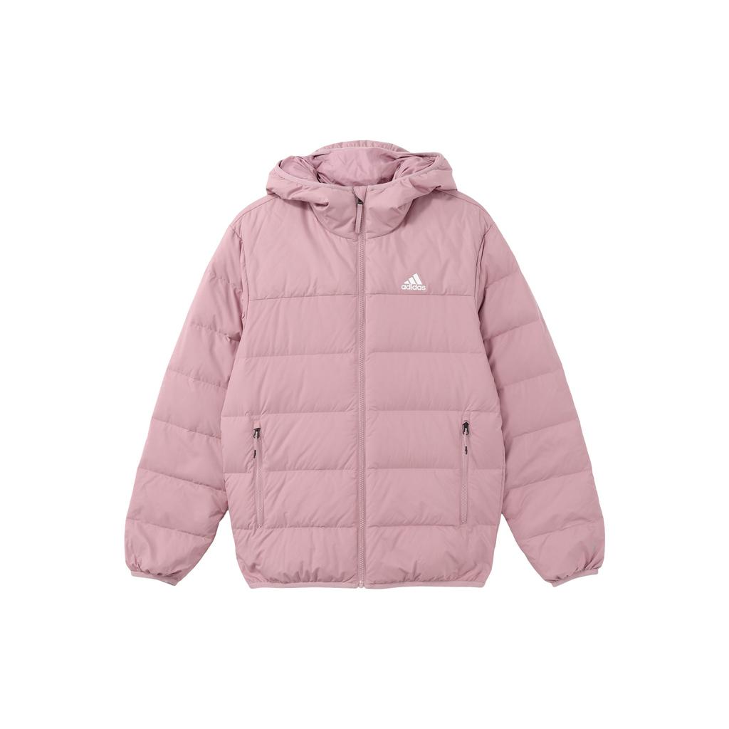 Adidas Logo Print Zip-Up Hooded Down Jacket Unisex Outerwear Purple HZ2596