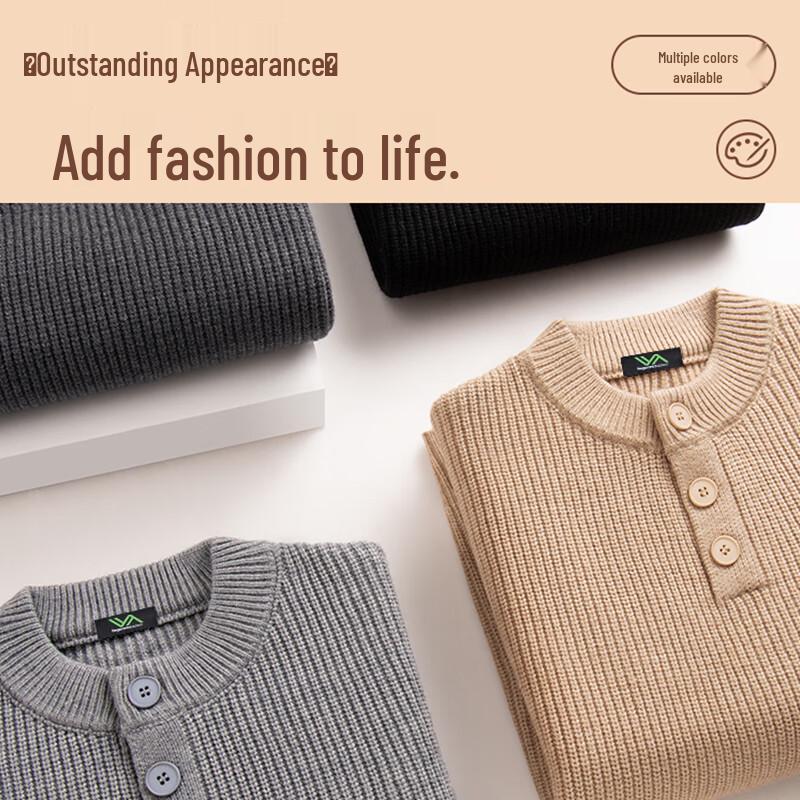 Fingercroxx Men's Henry Collar Casual Sweater