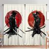 2pcs Samurai With Ink Painting Style Printed Curtain for Home Decor - Rod Pocket Window Treatment for Bedroom, Office, Kitchen,