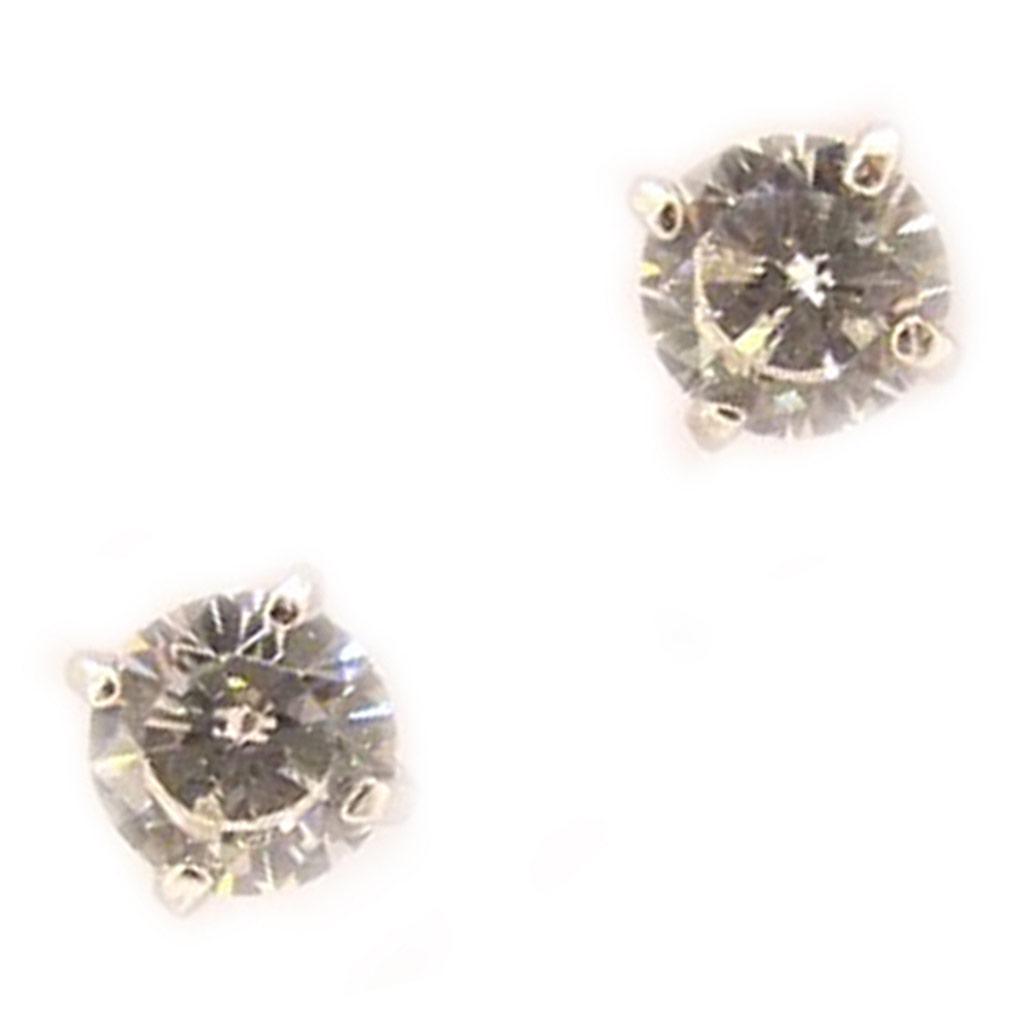 Les Trésors De Lily [L5021] - White 'Essentiel' Silver Earrings 4 Mm