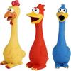 Style Rubber Chicken Squeak Dog Toy for Small, Medium or Large Pet Breeds, Play, Reduce Separation Anxiety, Yellow