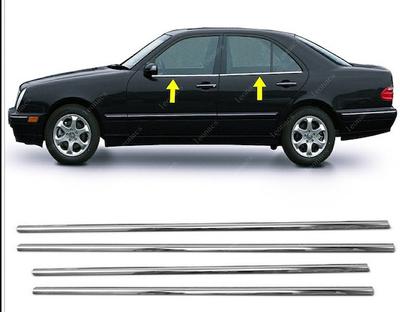 Нижняя окантовка стекол (4 шт, нерж) Carmos - Турецкая таль для Mercedes E-сlass W210 1995-2002 гг