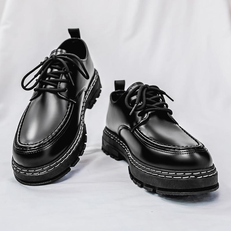 Thick Sole Formal Black Men Leather Shoes Designer Platform Casual Shoes Wedding Dress Oxfords Shoes Men Work Shoes