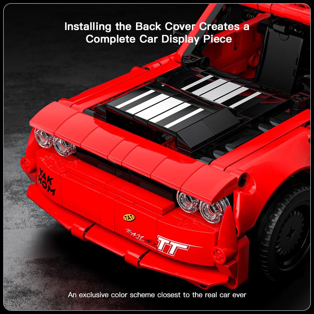 MOULD KING Challenger SRT Hellcat Super Car Block Set Pullable Car Block Set Adult and Children's Building Toys 8+