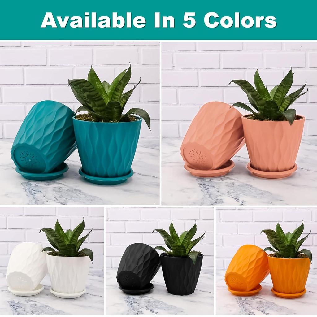 Pack of 5 Round Flower Pots for Home Planters, Terrace, Garden Etc | Multicolor | Suitable for Home Indoor & Outdoor Gardening Plants