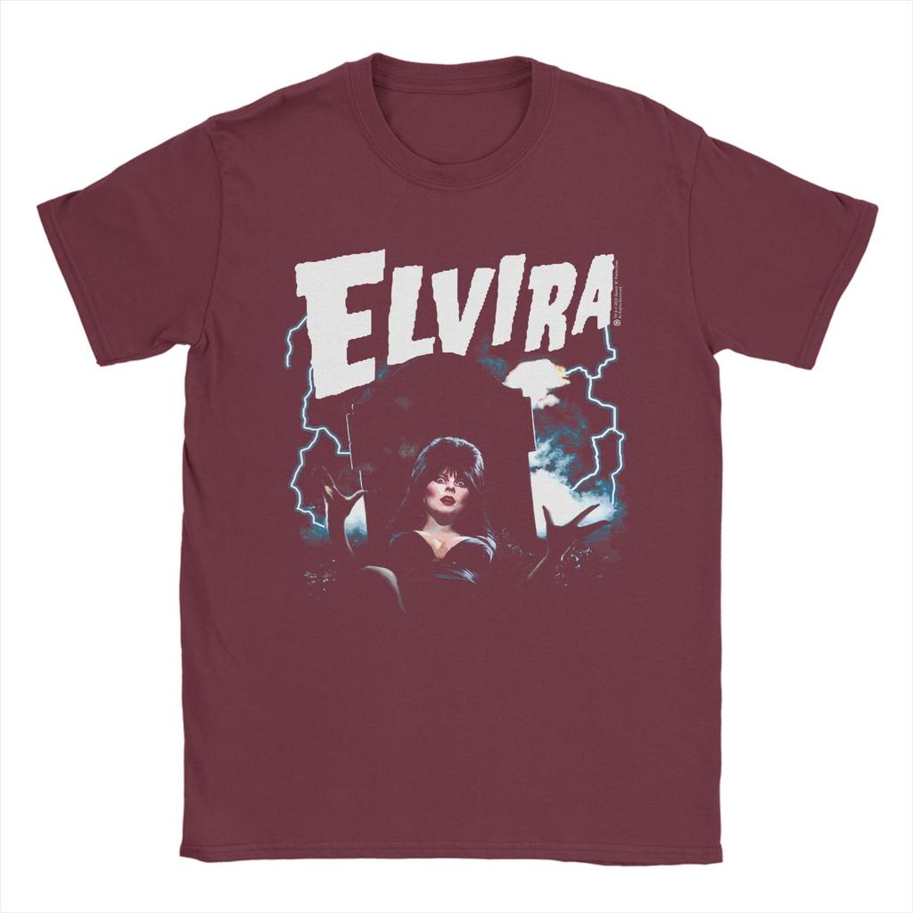 Elvira Mistress of The Dark Grave and Lightning Unisex TShirt Vintage Tees Short Sleeve Crewneck TShirts Cotton Plus Size Clothes