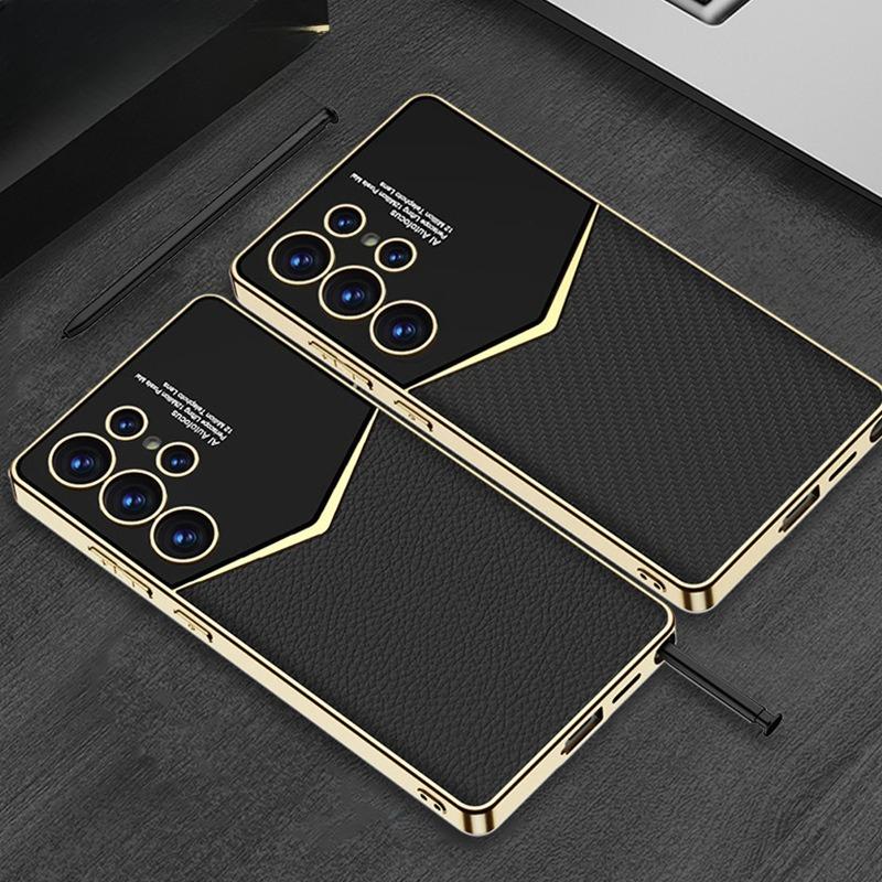 GKK Подходит для Samsung S25Ultra Чехол для мобильного телефона из углеродного волокна Джаз Гальванизированный Однотонный Кожаный S25plus Противоударный Защитный Чехол