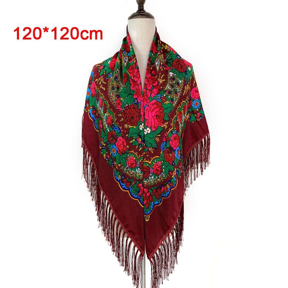 Fringes Russian Style Muffler Scarf Fashion Tassel Shawl Floral Poncho Shawl Women's Wear