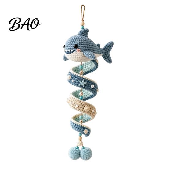 Ocean Friends DIY Craft Kit Animal Spiral Crochet Kit, Ornament Marine Life Yarn Themed for Teens Adults, Handmade Hanging Decoration Bag Charms