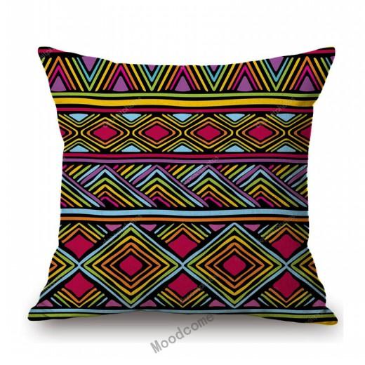 Colorful Ethnic Design Pattern Africa Hieroglyph Totem Symbol Geometric Art Home Decoration Sofa Pillow Case Linen Cushion Cover