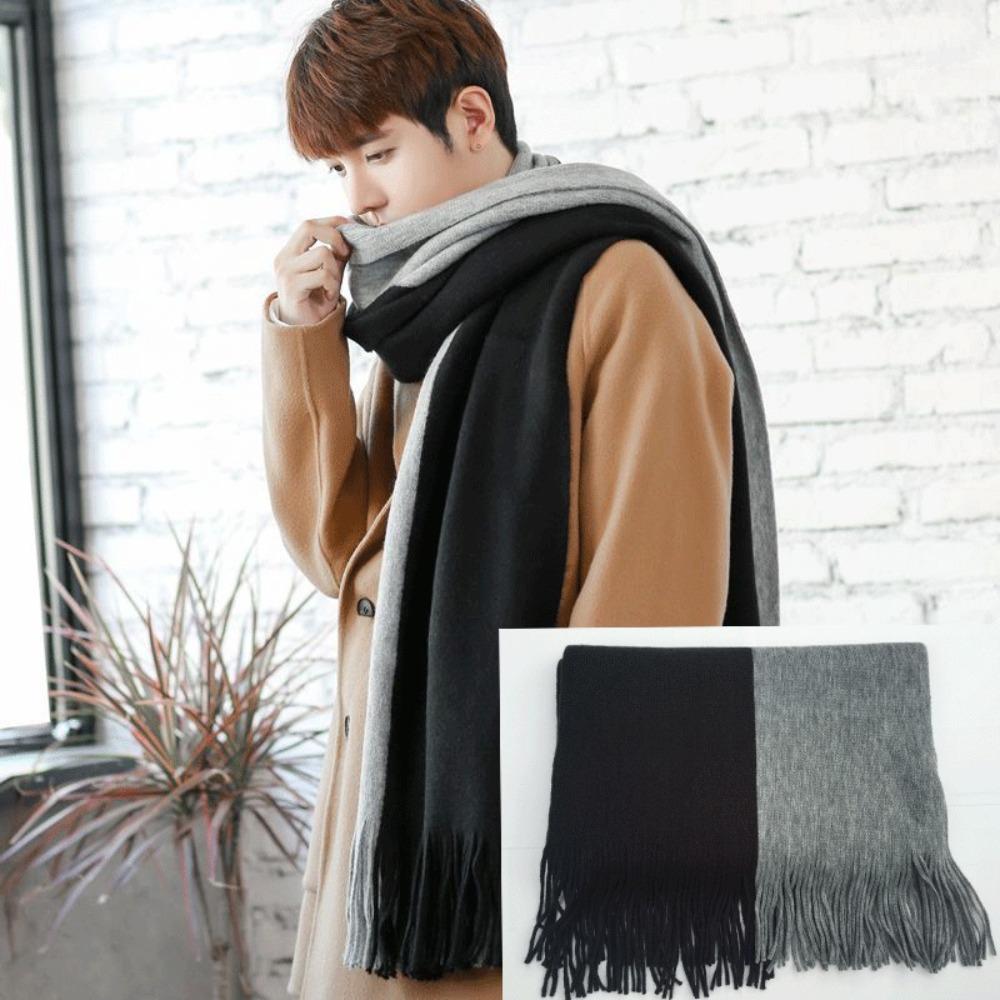 Windproof Long Wool Tassel Scarf Korean Style Winter Neckerchief Men Cashmere Scarf Women/Male