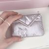 Хлопковый стеганый кошелек, 2-слойная пылезащитная мини-сумка для хранения, дизайн с бантом, маленькая сумка на молнии, держатель для карт