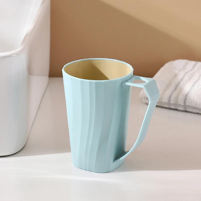 Портативный стакан для полоскания рта с ручкой, держатель для зубной щетки, однотонный двухслойный утолщенный стакан для зубной щетки, простые бытовые стаканчики