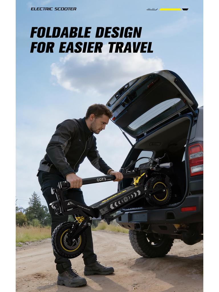 Electric Scooter Foldable OOTD 11" 1300Wx2 Motor Hydraulic Brake 52V 23.4AH Fully Suspended Adult Electric Scooter Max Load 150Kg Black T10 Pro