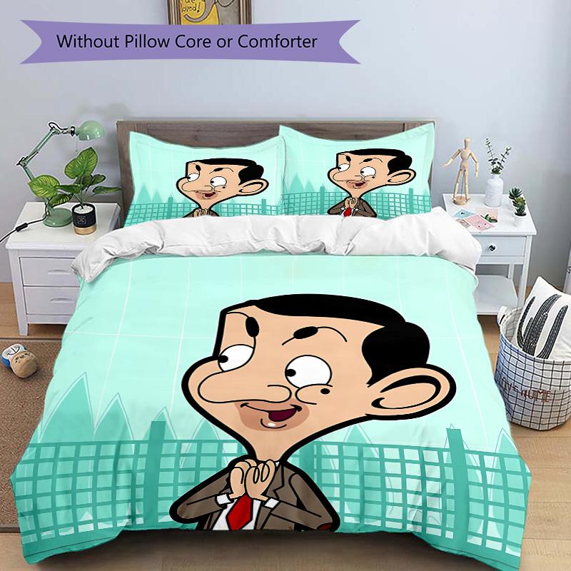 Mr Bean'S Adventure Print 3Pcs Bedding Setduvet Cover With 2 Bedropillowcase Home Birthday Gift