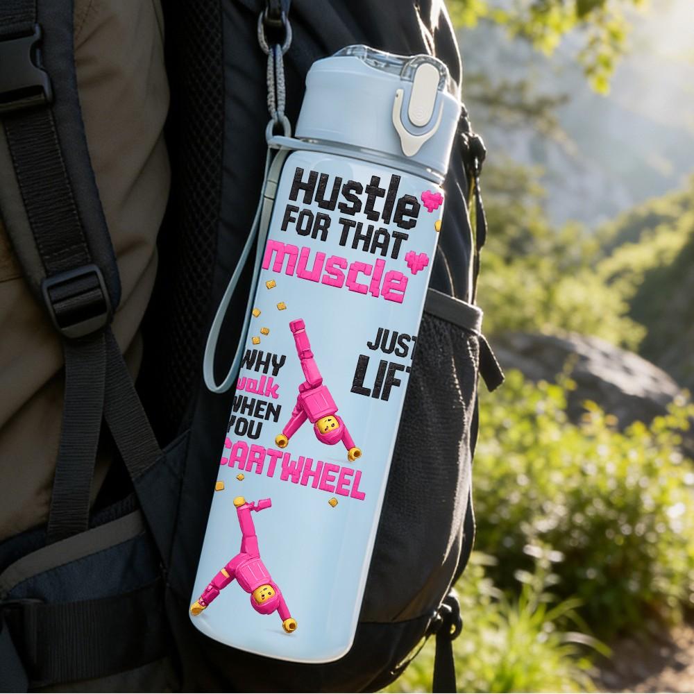 1PC Pink Ribbon Breast Cancer Print 750ml Color Plastic Sports Water Bottle Leakproof Flip Straw Lid Suitable for Sports Office Home Use