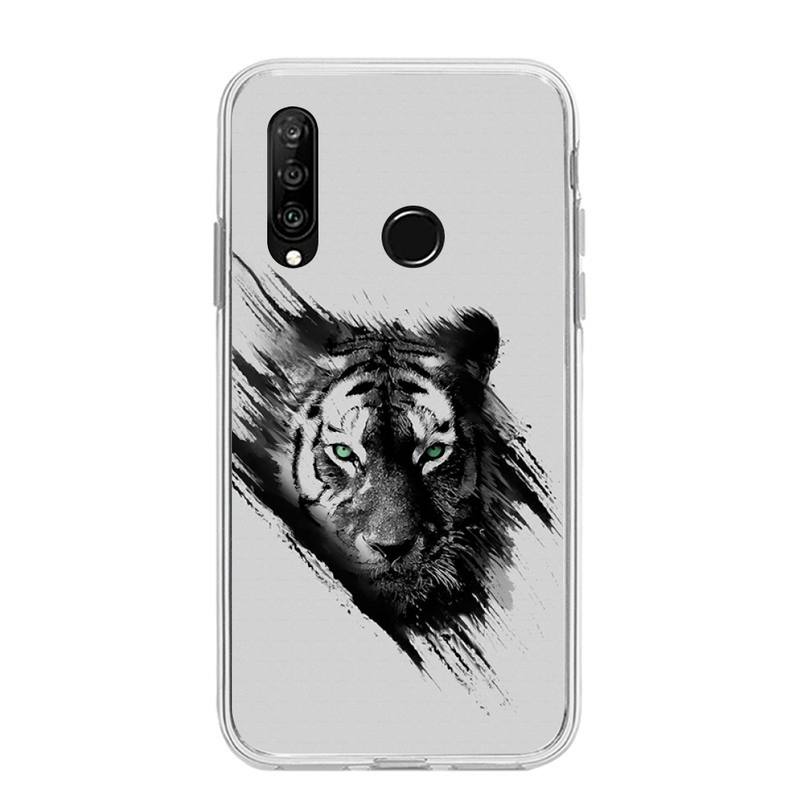 Модный чехол для телефона Tiger для Huawei P20 P40 Lite P30 Pro P Smart 2019 Nova 3e 6 Se силиконовый прозрачный мягкий чехол