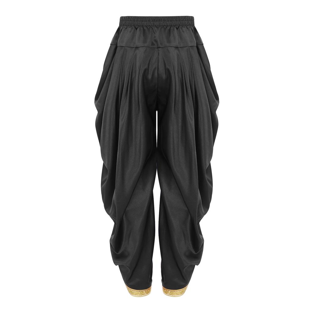 Детские мальчишеские штаны-дхоти на Хэллоуин: Сатиновые брюки в индийском стиле с эластичным поясом, свободного кроя, драпирующиеся, для тематической вечеринки и бала