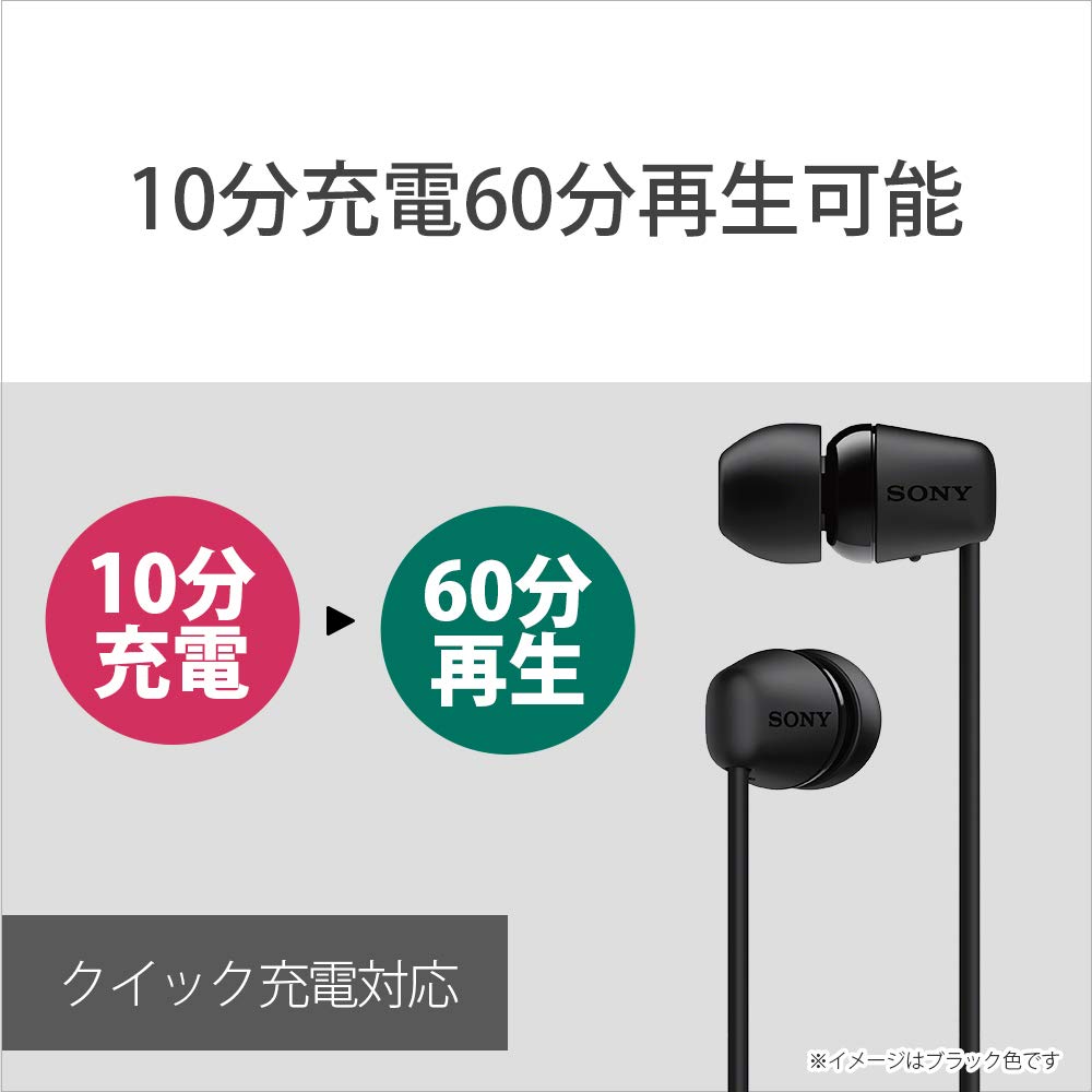 Sony Wireless Bluetooth Up To 15 Hours of Continuous with 2019 WC WI-C200 Earphones Compatible, Playback, Mic, Model, White, WI-C200