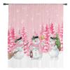 Christmas Tree Snowflake Pine Snowman Pink Sheer Curtains Living Room Decoration Window Curtains Kitchen Tulle Voile Curtains