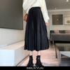 MOUKYUN Хлопковая плиссированная длинная юбка, женская повседневная эластичная талия, Faldas, корейская мода, женские свободные юбки-зонтики до середины икры
