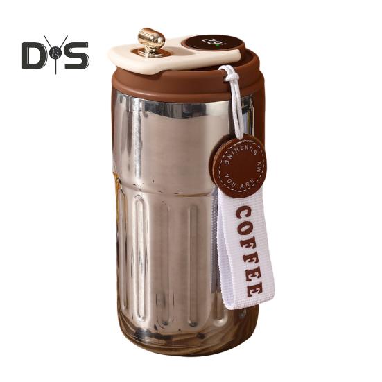 Термокружка для кофе с дисплеем температуры, 450 мл, герметичная крышка, нержавеющая сталь, многоразовая кофейная чашка, горячая и холодная, вакуумная кружка для любителей кофе