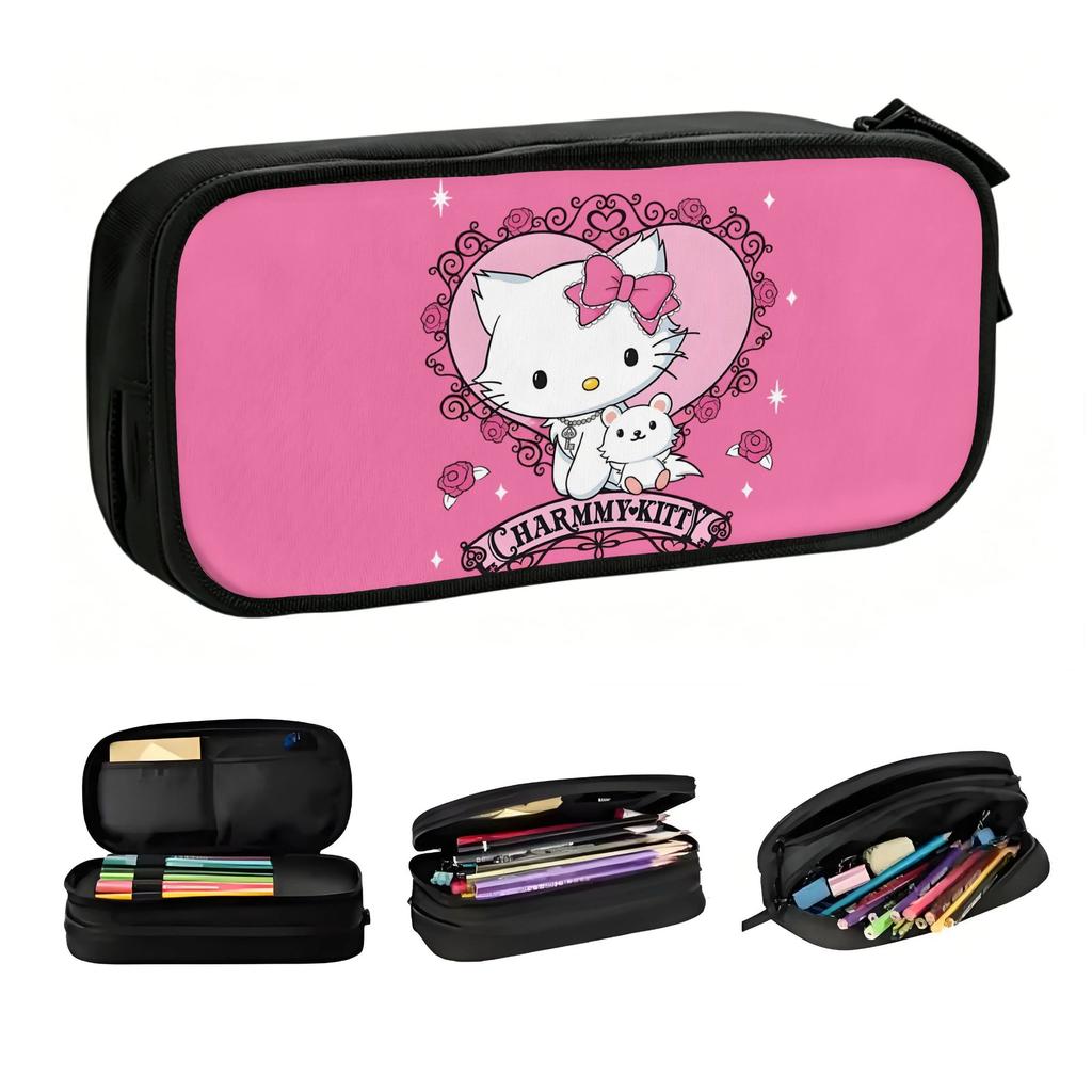 Charmmy Kitty Cartoon Pencil Cases for Girls Boys Large Storage Anime Cute Pen Box Bag School Accessories