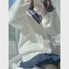 Women's Small Japanese JK Furry Knitted Sweater Cardigan - Soft, Warm, Long-Sleeved for Autumn/Winter