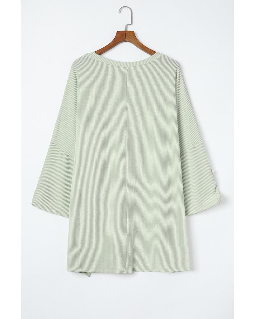 Azura Exchange Топ свободного покроя с отворотами на рукавах и ребристым узором