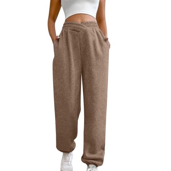 Женские спортивные штаны с высокой талией, свободные спортивные штаны с карманами, кроссоверы, спортивные штаны, удобные брюки для тренировок