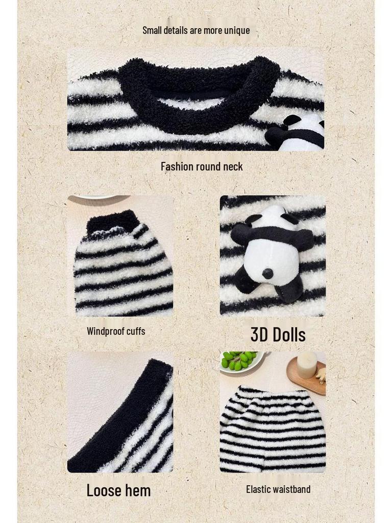 88291 Детский зимний полосатый комбинезон и 25 новых детских теплых комплектов из кораллового флиса размера Small/Medium