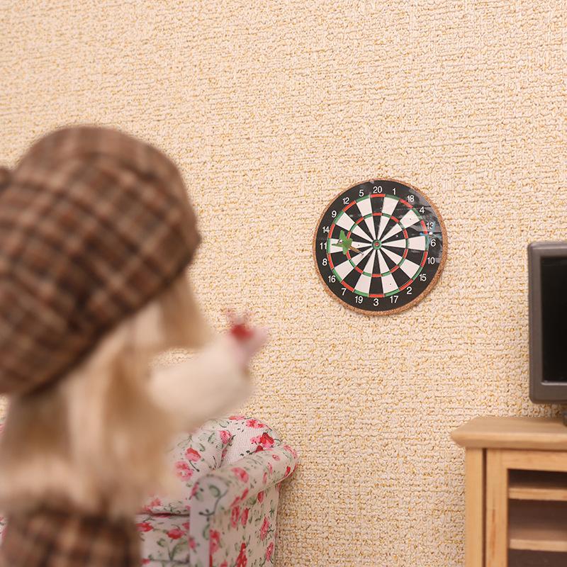 1Set 1:12 Dollhouse Miniature Darts Frisbee Sports Toys Set Mini Darts Frisbee Sports Set Model Home Outdoor Scene Accessories
