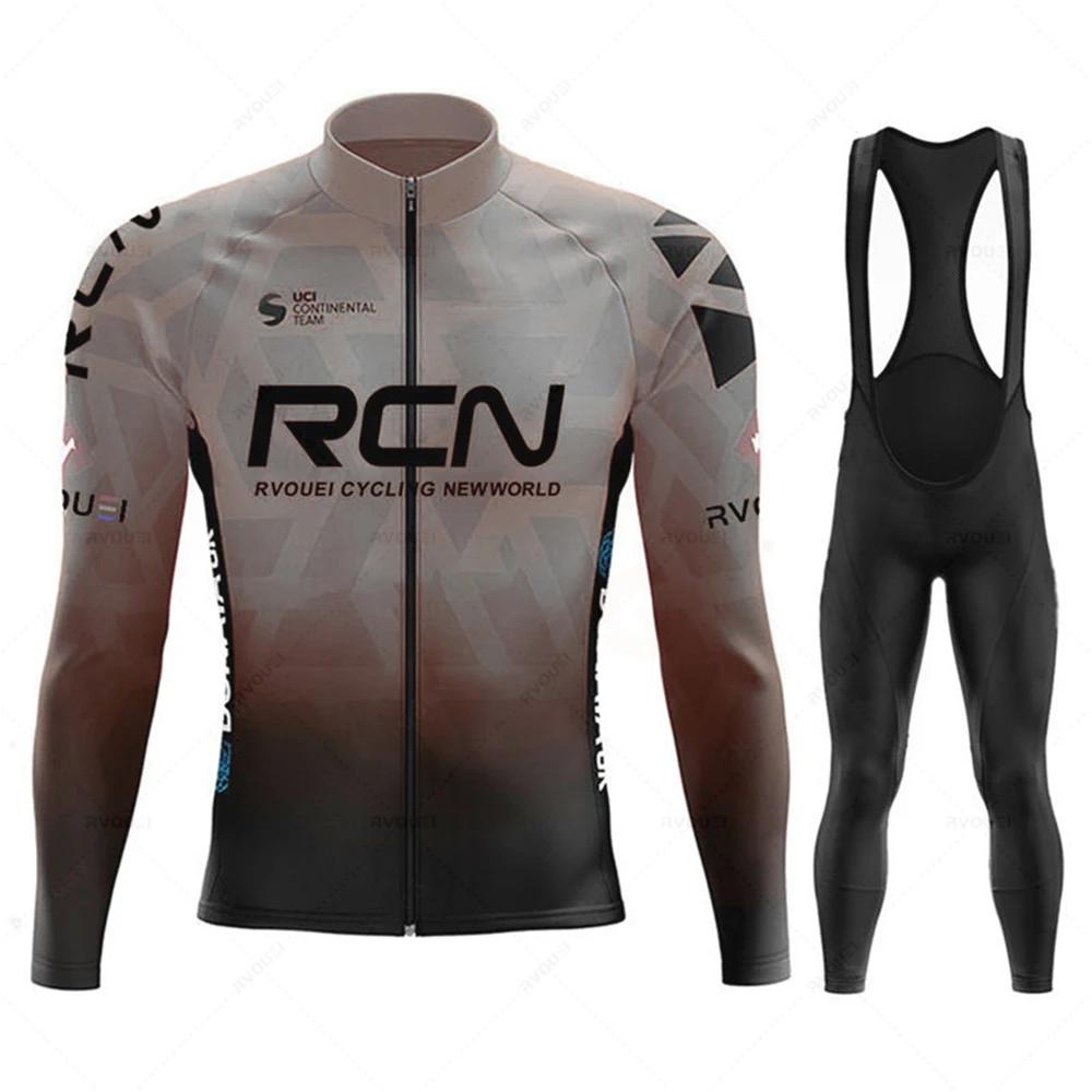 New 2025 Rcn Autumn Cycling Jersey Bib Pants Set Ropa Ciclismo Bicycle MTB Clothing Road Bike Suit Men Long Sleeve Bicicleta Set
