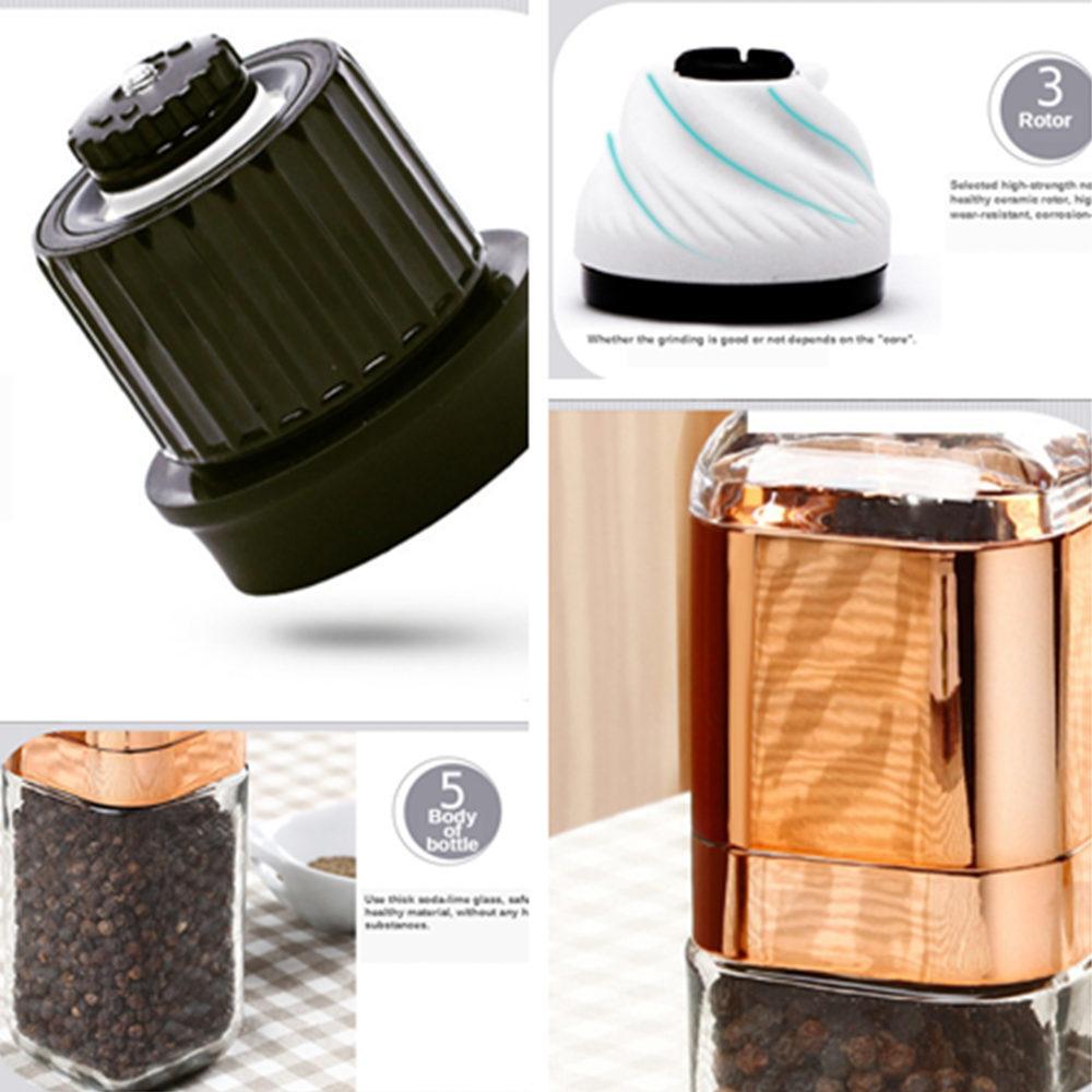 Модная мельница для перца 180 мл Премиальная стеклянная бутылка Солонка и перечница с керамическим измельчителем для специй Кухонная мельница Золотая