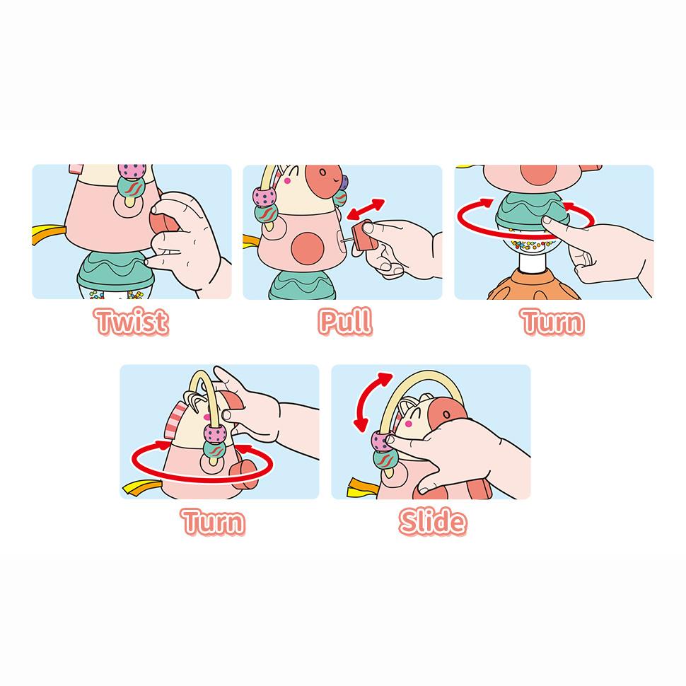 Baby Developmental High Chair Toys-Highchair Tray Rattle Toy with Suction Cup for Early Learning for 6 To 12 Months Old Infant & Toddler Girls