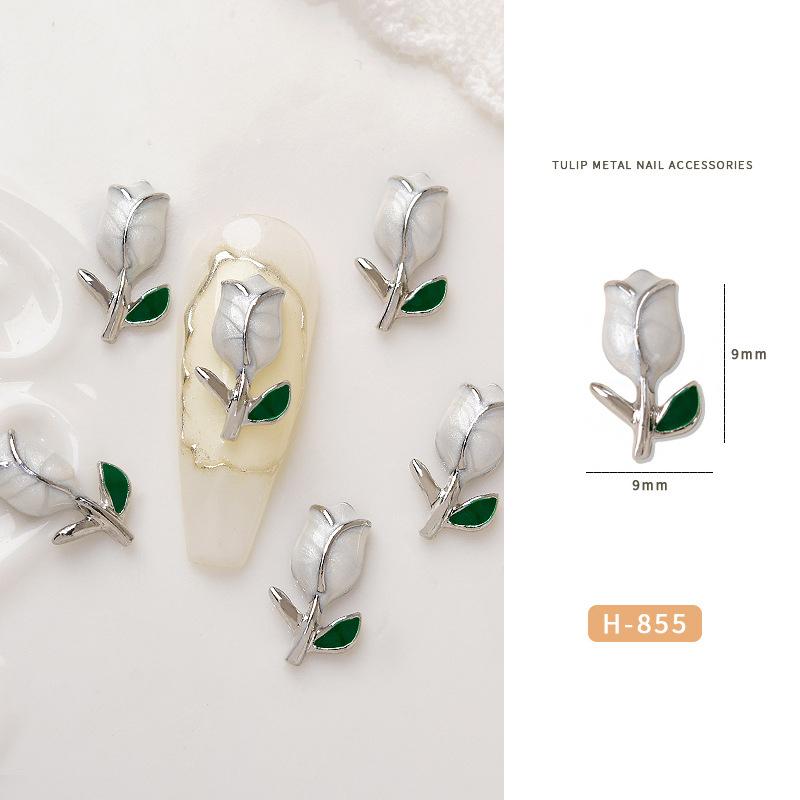 5 шт./упак. 3D тюльпан орнамент металлическая текстура украшения для ногтей украшения для ногтей