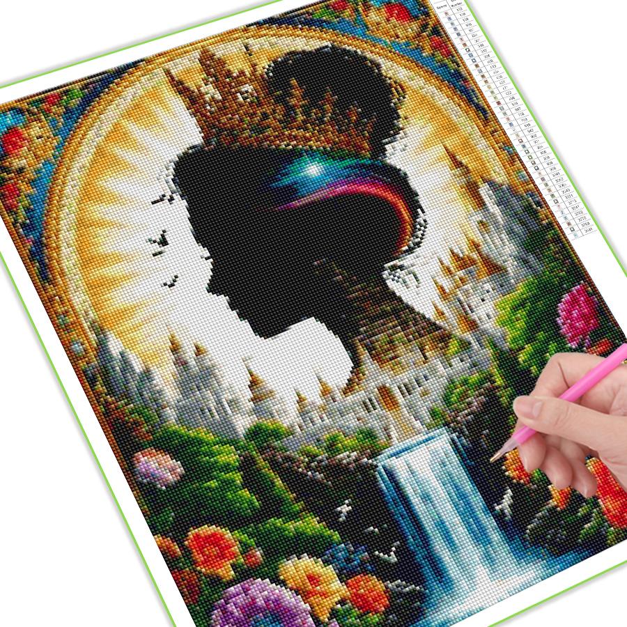 Алмазная Мозаика Новая Коллекция Абстрактная Женщина Корона Замок DIY Полная Вышивка Стразами Девочка Мозаика Наборы для Вышивания Крестиком Настенный Декор