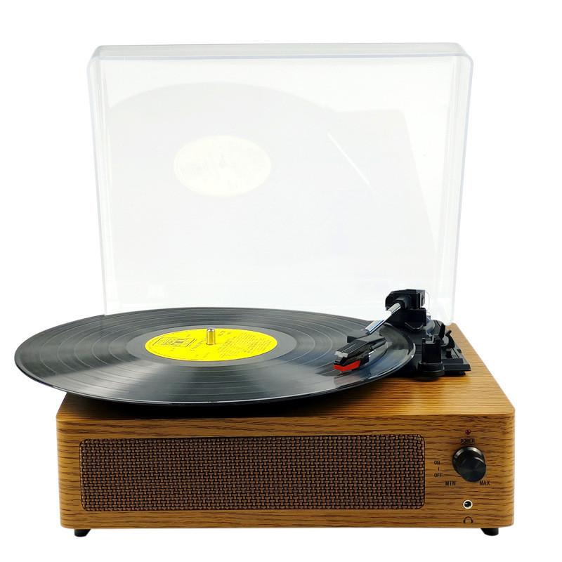 Wireless Bluetooth Vinyl Speaker New Household Minimalist Retro Phonograph Wooden Electric Record Player with Dust Cover