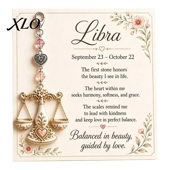 12 Star Sign Keychain Zodiac with Keepsake Card, Card Pendant, Backpack Handbag Purse Charm, Inspirational Gift for Men Women Pendant